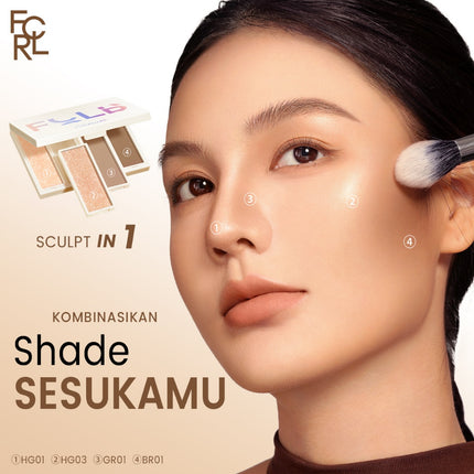 FOCALLURE 3D Highlighter Contour Bronzer DIY Palette Fine Powder Pro-Palette