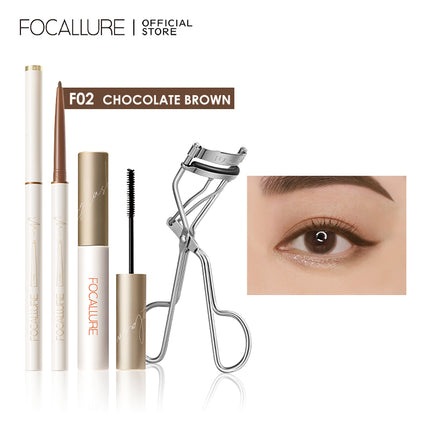 FOCALLURE 3PCS Eye Set Eyeliner Gel Mascara Eyelash Curler