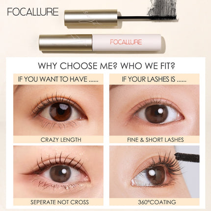 FOCALLURE 4PCS Eye Makeup Set including Liquid Eyeliner Mascara Eyebrow Pencil Eyeliner Gel