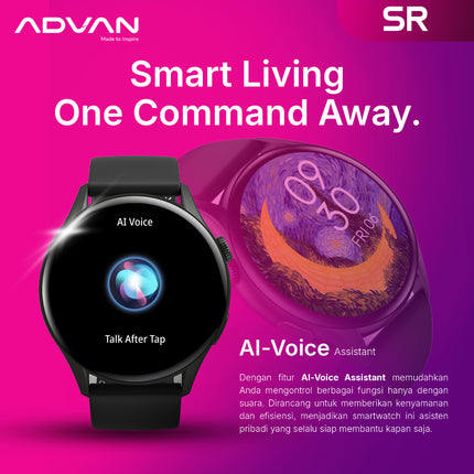 ADVAN Smartwatch SR | Amoled Display 1.43" | Bluetooth Call | Ai Voice Assistant | Waterproof IP68 |  Bluetooth 5.2 | 100+ Mode Sport | Material ZInc Alloy | Up To 15-Days Battery Life