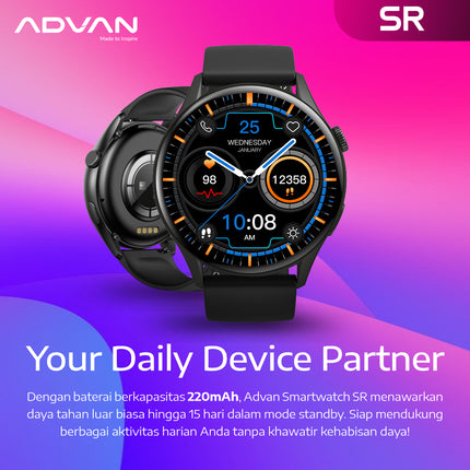 ADVAN Smartwatch SR | Amoled Display 1.43" | Bluetooth Call | Ai Voice Assistant | Waterproof IP68 |  Bluetooth 5.2 | 100+ Mode Sport | Material ZInc Alloy | Up To 15-Days Battery Life