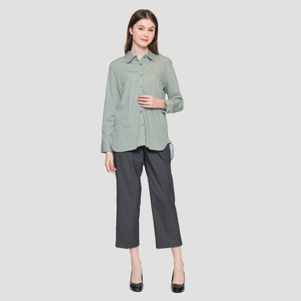 Connexion Basic Print Stripe Kemeja Lengan Wanita 122295704