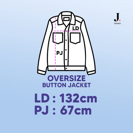 JINISO Button Jaket Jeans Oversize Khaki