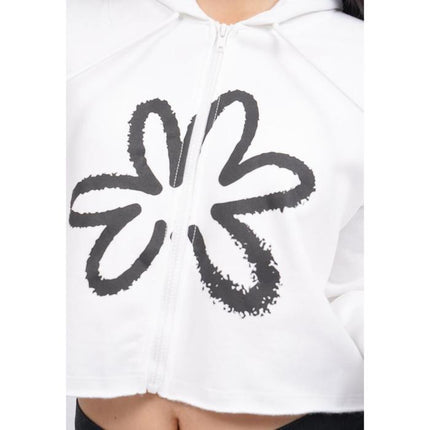 COLORBOX Graohic Crop Hoodie Jacket Off White