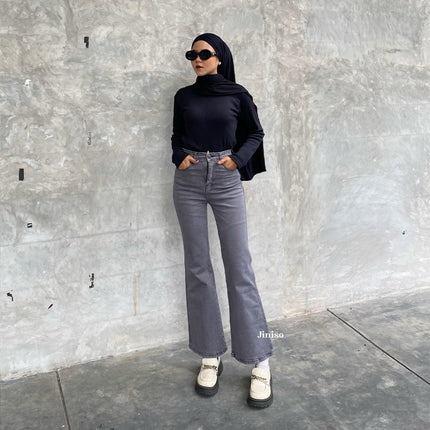 JINISO - Highwaist Stretch Cutbray Pocket Jeans Hangout