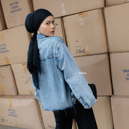 JINISO Jaket Jeans Oversize Seoul Blue Acid