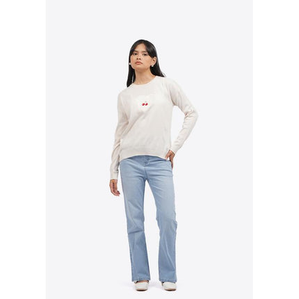 COLORBOX Long Sleeve Berry Sweater Ecru