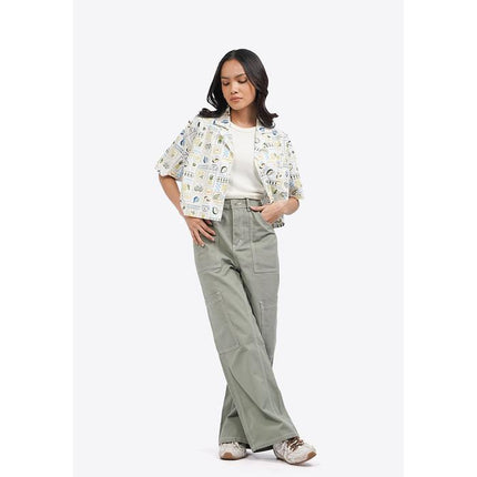 COLORBOX Loose Cargo Denim Pants Green