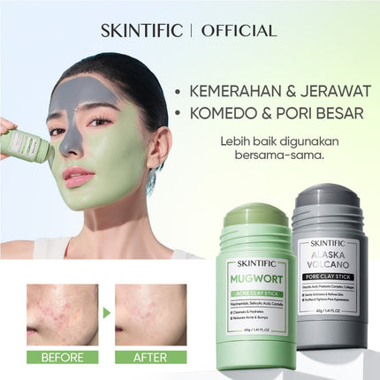 SKINTIFIC - Mugwort Acne Clay Stick + Alaska Clay Stick