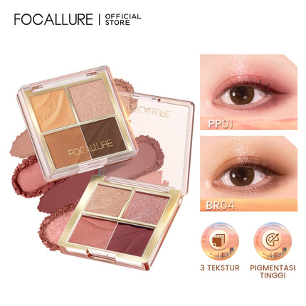 FOCALLURE Multi-Use Shimmer Eyeshadow Palette Powder #AmberGold