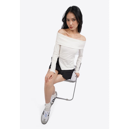 COLORBOX Off Shoulder Long Sleeve Top Off White