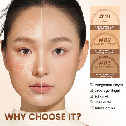 FOCALLURE Oil-control Pressed Powder-Matte Bedak Padat