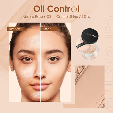 FOCALLURE Oil Control Loose Powder Natural Bedak Tabur- Hingga 12 Jam Make Up