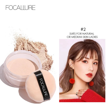 FOCALLURE Oil Control Loose Powder Natural Bedak Tabur- Hingga 12 Jam Make Up