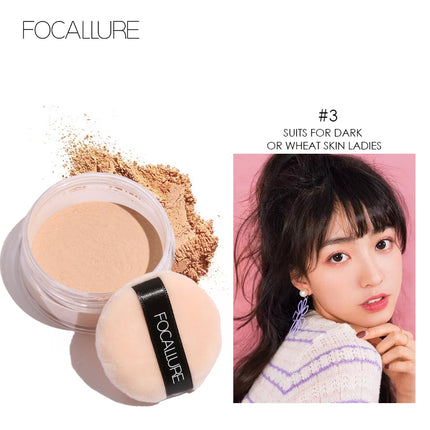 FOCALLURE Oil Control Loose Powder Natural Bedak Tabur- Hingga 12 Jam Make Up