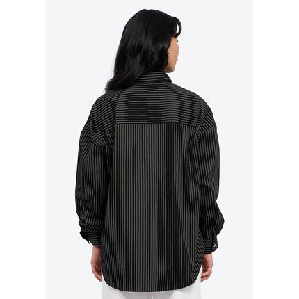 COLORBOX Pinstripes Long Sleeve Shirt Black