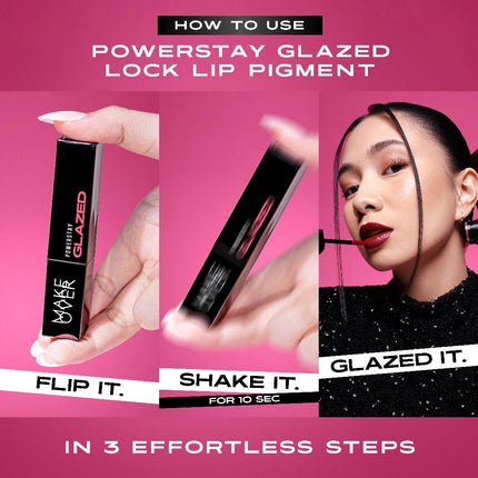 MAKE OVER Powerstay Glazed Lock Lip Pigment - NIKI Glazed Plump Gloss Next Level Lip Cream Transferproof Pigmented Tahan Lama 24 Jam Ringan Tidak Lengket di Bibir Lipstick Lipcream long lasting time less stain with euphoria