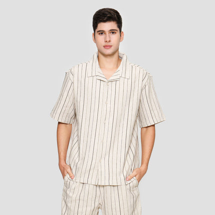 Nevada Print Stripe Vertical Kemeja Lengan Pendek Pria 122305041