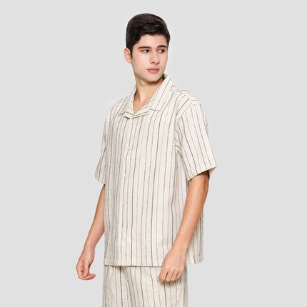 Nevada Print Stripe Vertical Kemeja Lengan Pendek Pria 122305041