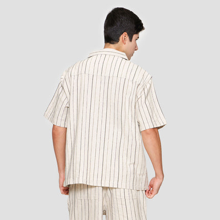 Nevada Print Stripe Vertical Kemeja Lengan Pendek Pria 122305041