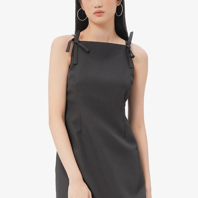 COLORBOX Ribbon Halter Mini Dress Black
