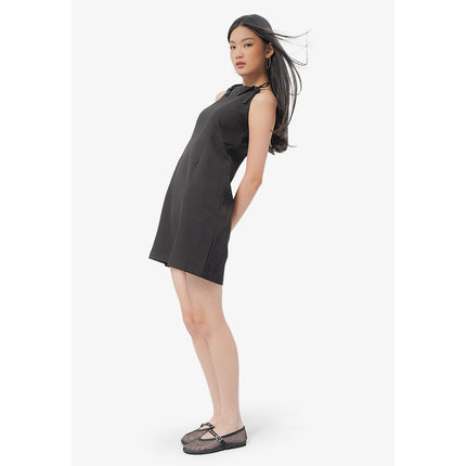 COLORBOX Ribbon Halter Mini Dress Black