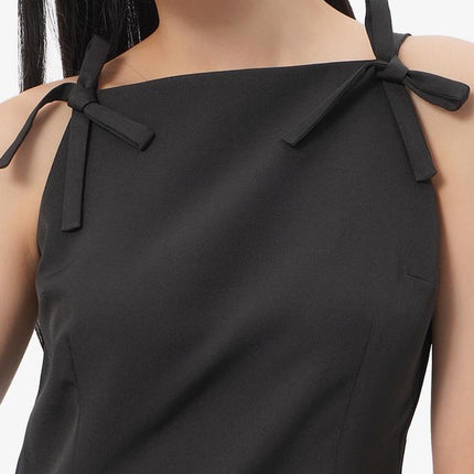 COLORBOX Ribbon Halter Mini Dress Black