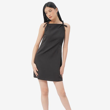 COLORBOX Ribbon Halter Mini Dress Black