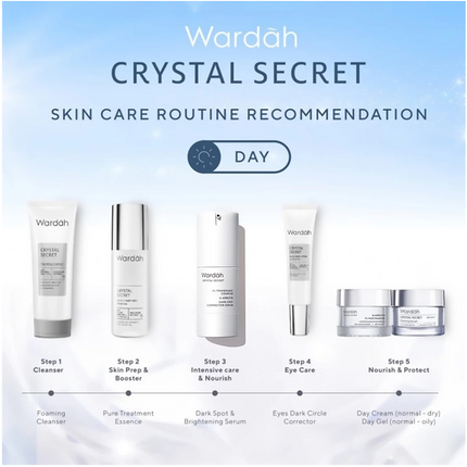 Wardah Crystal Secret Essential Package (Cleanser 100 ml, Serum 20 ml, Day Cream 30 g) - Rangkaian Skincare Untuk Mencerahkan