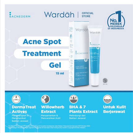 Wardah Acnederm Paket Lengkap Full Regime (Acne Spot Gel, Night Moisturizer, Toner, Day Moisturizer, Foaming Cleanser)