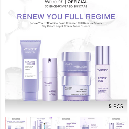 Wardah Renew You Paket Lengkap Full Regime (Serum, Night Cream, Essence, Day Cream, Facial Wash)