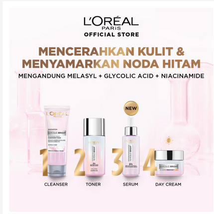L'Oreal Paris Glycolic Bright Kit - Paket Mencerahkan Kulit dan Menyamarkan Noda Hitam