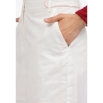 COLORBOX Short Pants with Button Details on Waist Off White