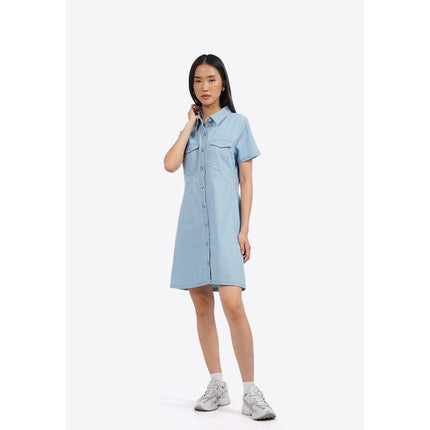 COLORBOX Short Sleeve Denim Mini Dress Lt. Blue