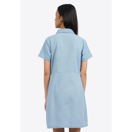 COLORBOX Short Sleeve Denim Mini Dress Lt. Blue