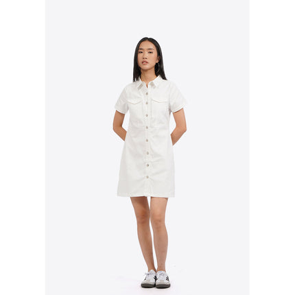 COLORBOX Short Sleeve Denim Mini Dress Off White