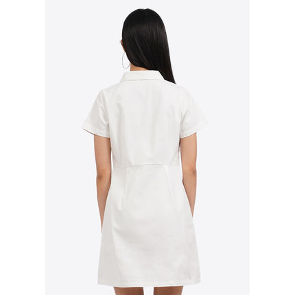 COLORBOX Short Sleeve Denim Mini Dress Off White
