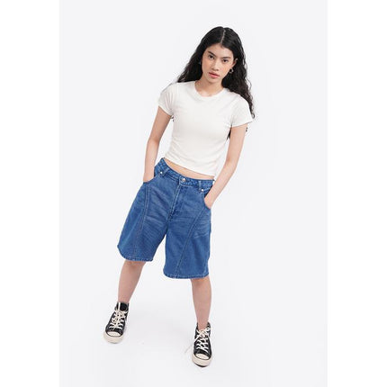 COLORBOX Short Sleeve Fitted Crop T-Shirt Off White