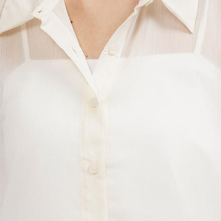 COLORBOX Short Sleeve See Through Blouse Ecru