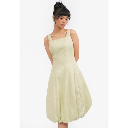 COLORBOX Sleeveless Balloon Midi Dress Sage