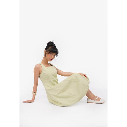 COLORBOX Sleeveless Balloon Midi Dress Sage