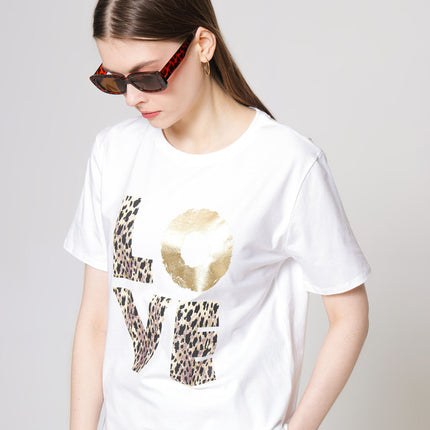 ZES T-Shirt Regular Tee Love Animal Print Foil CRLVT007 121836943