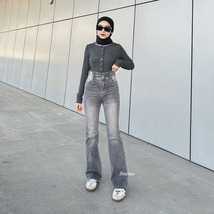 JINISO - Ultra Highwaist Cutbray Stretch Jeans HANGOUT