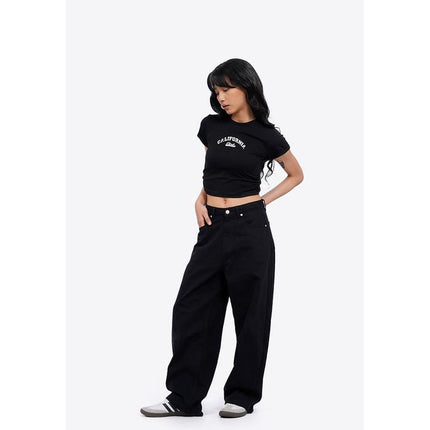 COLORBOX Wide Leg Denim Pants Black